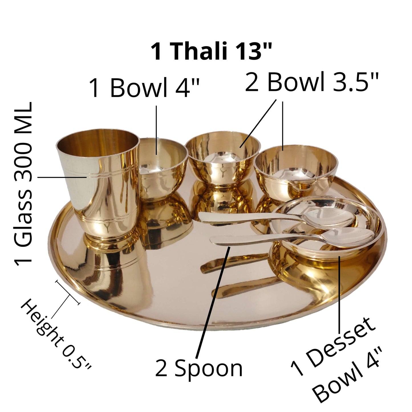Kansa Thali Dinner Set 13" inches