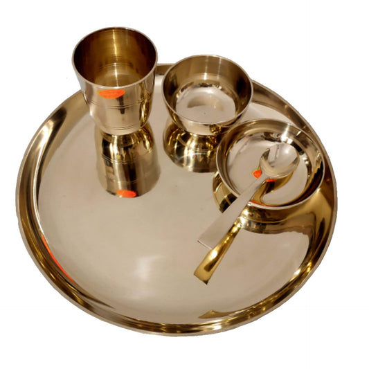 Pure Kansa Thali Dinner Set 12" In Depth 0.5 inch
